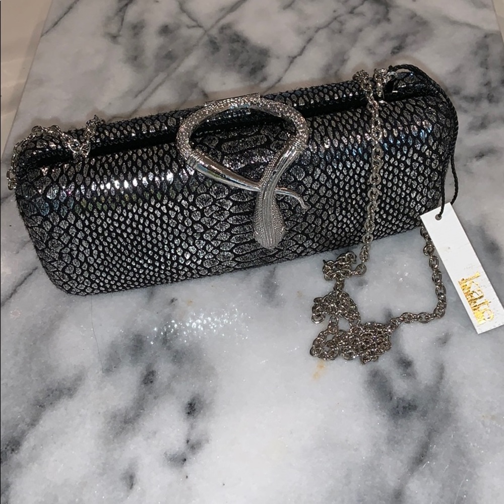 NWT KATE LANDRY Snake Pewter Clutch